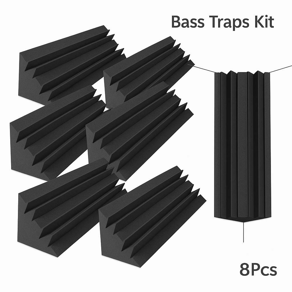 8Pcs Acoustic Bass Trap Foam – Corner Sound Absorbers for Studios & Home Recording