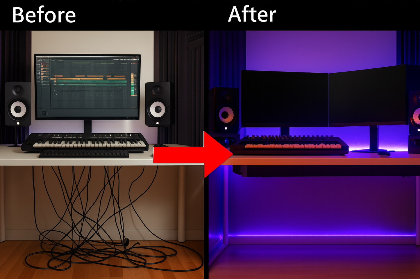 Under Desk Cable Management Tray – Clamp-On Organizer for Studio & Workspaces