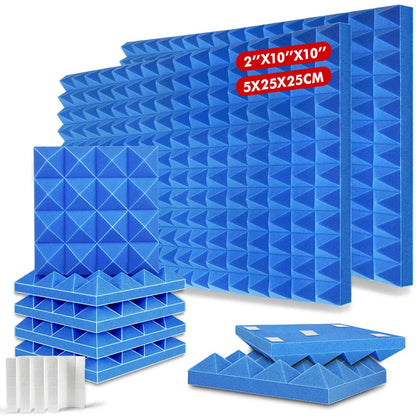 6-24Pcs Home Acoustic Soundproof Foam Wall Pad Self-Adhesive 2X10X10 Sound Absorbing Sponge Panel Recording Studio Absorber