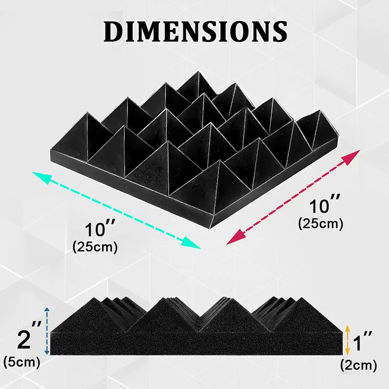 6-24Pcs Home Acoustic Soundproof Foam Wall Pad Self-Adhesive 2X10X10 Sound Absorbing Sponge Panel Recording Studio Absorber
