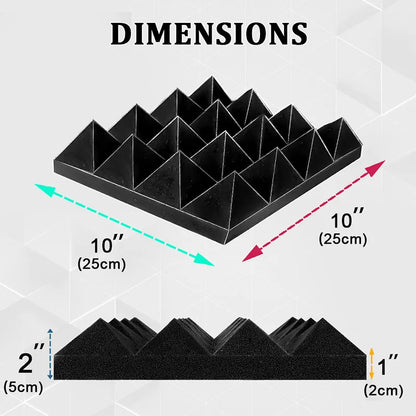 6-24Pcs Home Acoustic Soundproof Foam Wall Pad Self-Adhesive 2X10X10 Sound Absorbing Sponge Panel Recording Studio Absorber