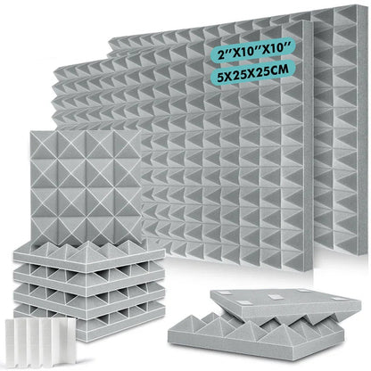 6-24Pcs Home Acoustic Soundproof Foam Wall Pad Self-Adhesive 2X10X10 Sound Absorbing Sponge Panel Recording Studio Absorber