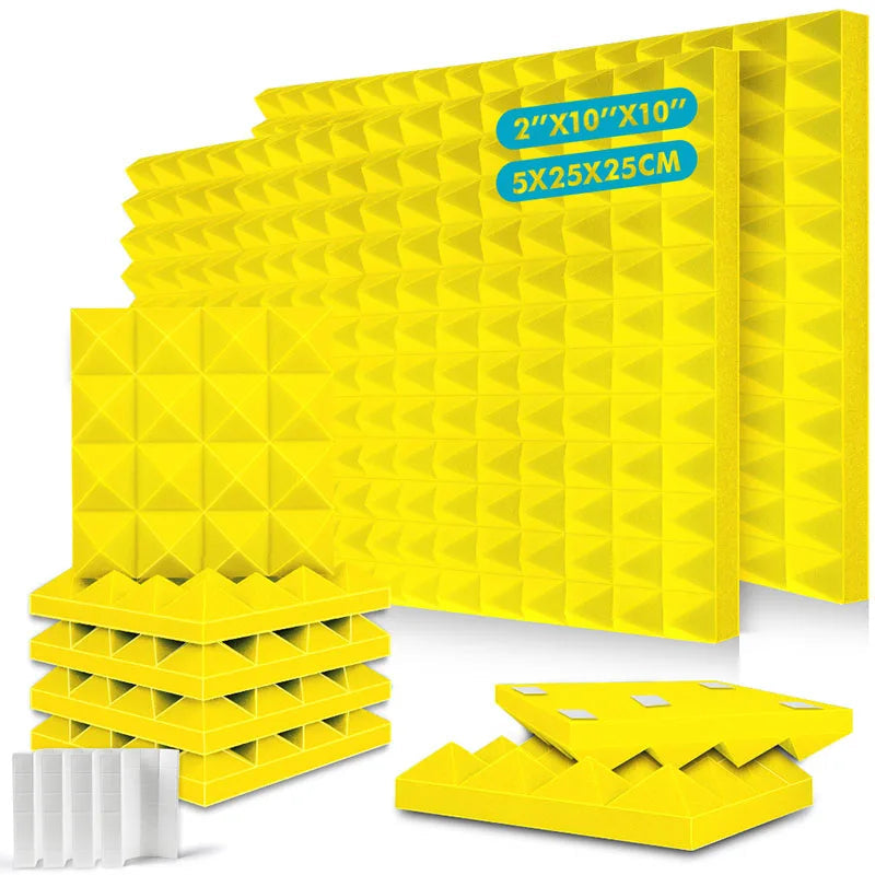 6-24Pcs Home Acoustic Soundproof Foam Wall Pad Self-Adhesive 2X10X10 Sound Absorbing Sponge Panel Recording Studio Absorber