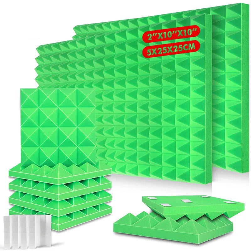 6-24Pcs Home Acoustic Soundproof Foam Wall Pad Self-Adhesive 2X10X10 Sound Absorbing Sponge Panel Recording Studio Absorber