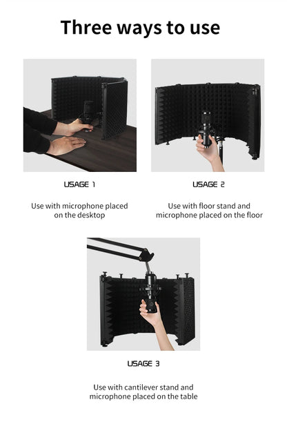 Mic Isolation Shield – Small & Large | 3-Panel & 5-Panel Noise Reduction for Studio-Quality Sound
